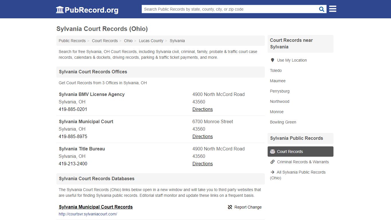 Free Sylvania Court Records (Ohio Court Records) - pubrecord.org